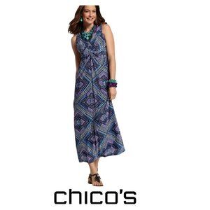 Chico's Maida Textured Maxi Dress Women's Size 8/10
